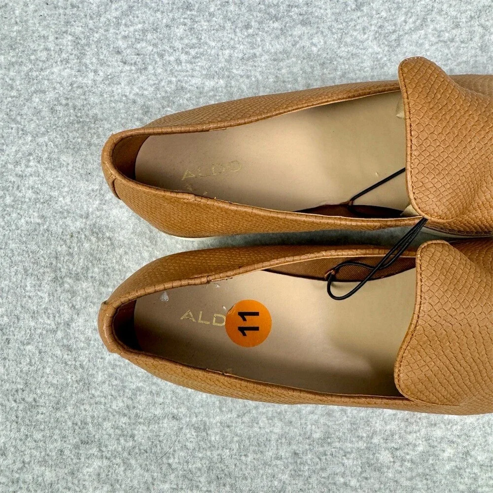 Aldo Womens Loafer Comfort Flats Brown Embossed Slip On Size 11